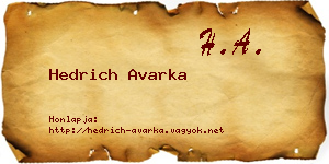 Hedrich Avarka névjegykártya